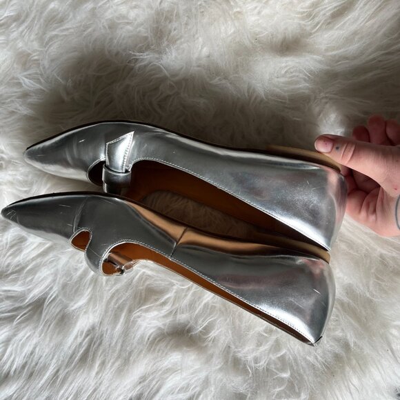 Marc by Marc Jacobs Silver Leather Ballet Maryjane Pointed Toe Flats - Picture 7 of 8